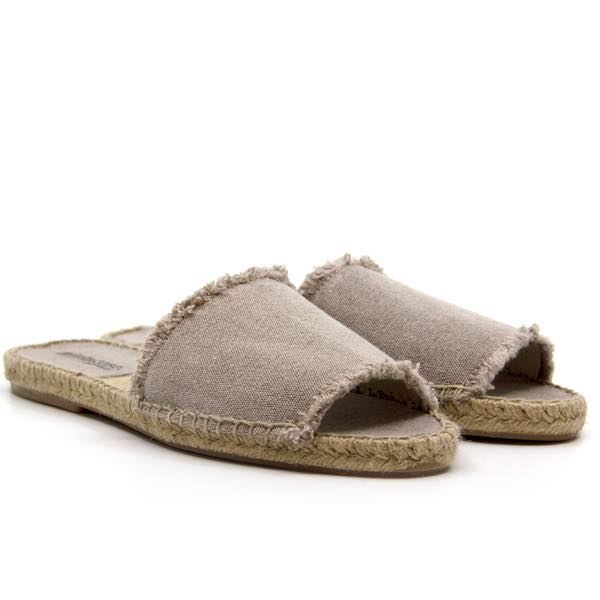 Mint & Rose Olivia Panna Canvas Flat espadrille slide angle