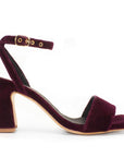 baltarini camelia raspberry velvet high heel sandal side