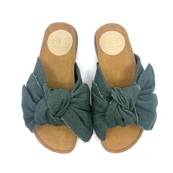 Claudie by Baltarini Flat linen bow slide front