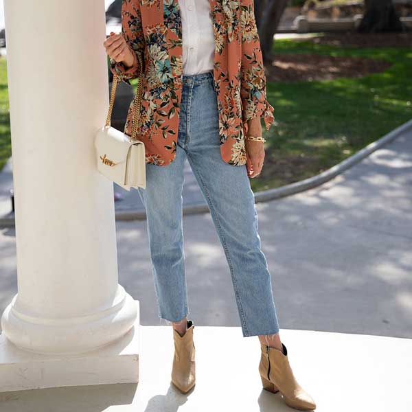 baltarini Giselle Gold western-style mid heel ankle boot lifestyle 3