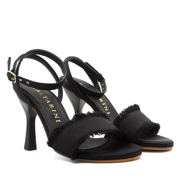 Balatarini Zulema Black High heel satin stiletto angle