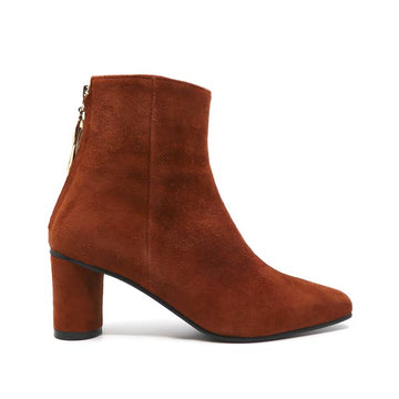 Reike Nen Wave Oval Brown Mid heel suede ankle boot side