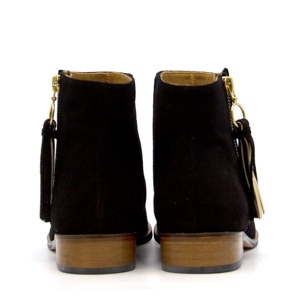 Erin by Emma Go, black flat suede ankle boot - back