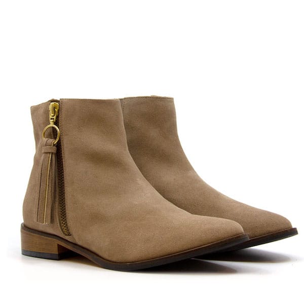 Erin by Emma Go, sand flat suede ankle boot - angle