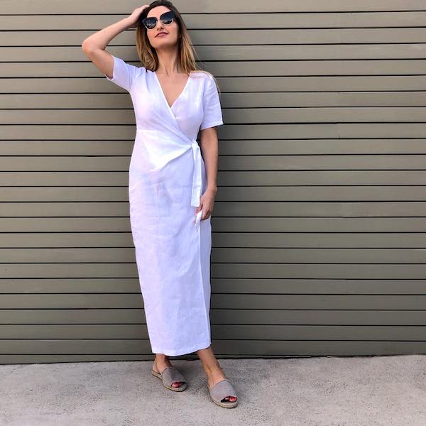 Mint & Rose Olivia Panna Canvas Flat espadrille slide lifestyle 2