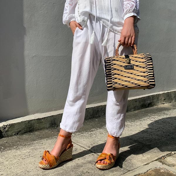 Baltarini Penelope Platform raffia wedge sandal lifestyle 1