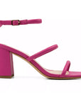 Mi/Mai Daisy Pink leather block heel side