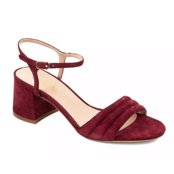 Mi/Mai Peony Burgundy Mid heel sandal angle