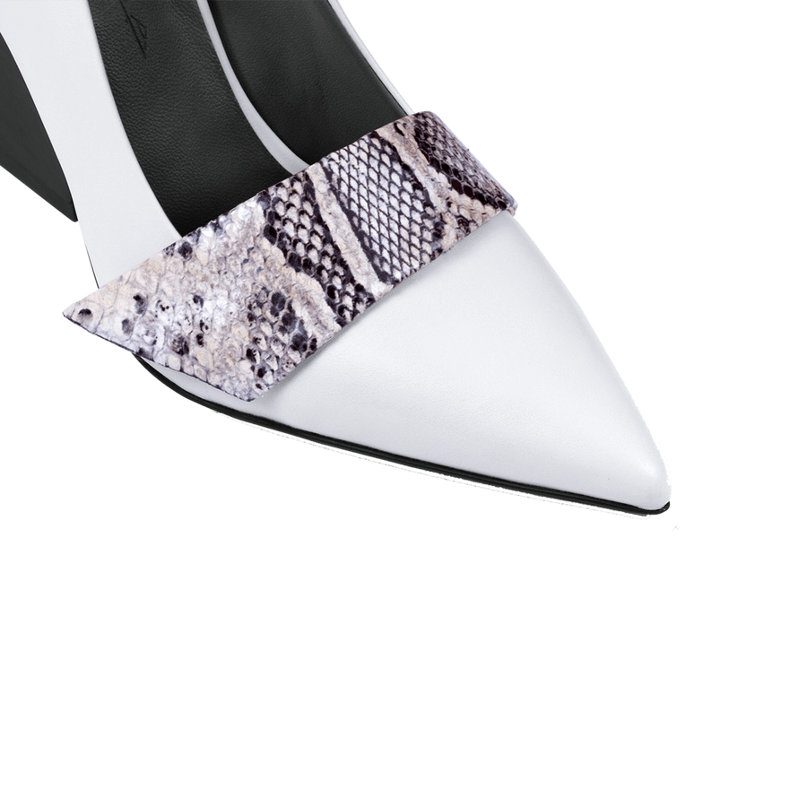 Atiana Nine to Fiver Off White High heel pump top angled view