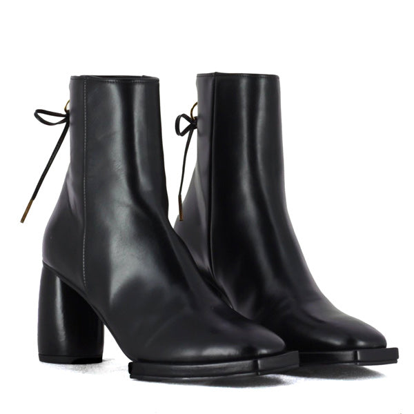 Reike Nen Square Leather Black High heel ankle boot angle