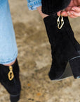 Reike Nen Wave Oval Black Mid heel suede ankle boot lifestyle 3