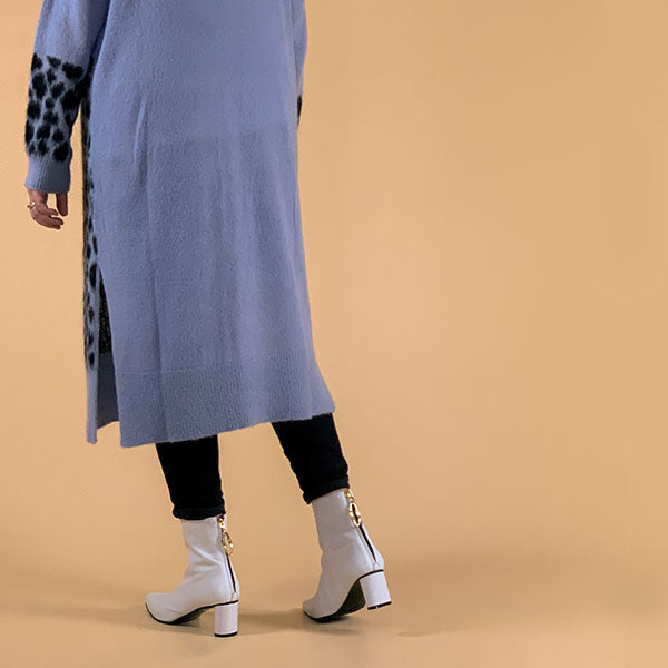 Reike Nen Wave Oval White Mid heel leather ankle boot lifestyle 2