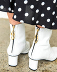 Reike Nen Wave Oval White Mid heel leather ankle boot lifestyle 4