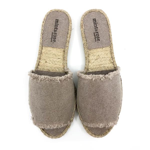 Mint & Rose Olivia Panna Canvas Flat espadrille slide top